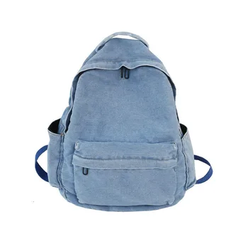 Джинсовый женский рюкзак Модный холщовый рюкзак для девочек-подростков Школьная сумка Милая студенческая сумка для книг 2021 Новые дорожные сумки через плечо Сумочка