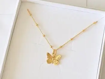12шт золотого цвета Ожерелье-Бабочка с шариковой цепочкой Для женщин