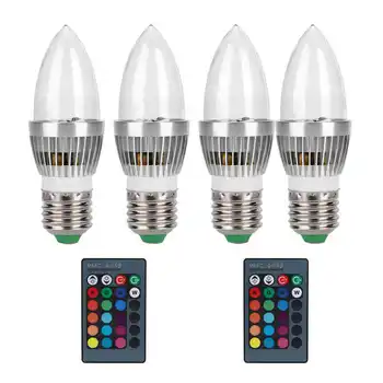 E27/E12 3 Вт RGB Свеча Лампа СВЕТОДИОДНЫЙ Пульт дистанционного управления из алюминиевого сплава Свечи 85-265 В