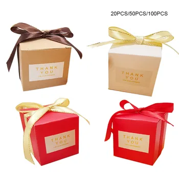 Коробка конфет Свадебный Подарок Европейская Простая атмосфера Белые Кубические коробки конфет Рождество День Рождения Детский Душ Мероприятие Принадлежности для вечеринок