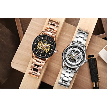 Механические часы OUBAOER Tourbillon для мужчин с автоматическим стальным ремешком, мужские часы-скелет, лучший бренд класса люкс 2023 Reloj Hombre