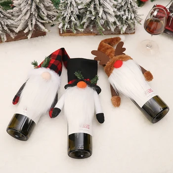 Рождественская сумка для бутылок вина Многоразового использования, мягкий цилиндр, Безликий Мужской Винный набор, Портативная Защитная сумка для вин, Украшение праздничного стола