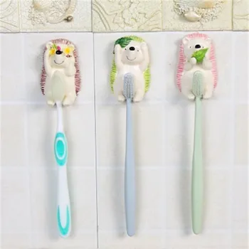 Держатель зубной щетки Kawaii Hedgehog Настенная Вешалка для полотенец в ванной, вешалка для стиральных шариков, крючок для домашней вилки, Стеллаж для хранения смолы