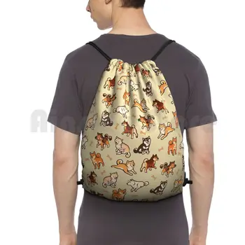 Рюкзак Shibes In Cream, сумка на шнурке, спортивная сумка для верховой езды, скалолазания, собака Шиба-Шиба-Ину, собаки с рисунком Милый Желтый