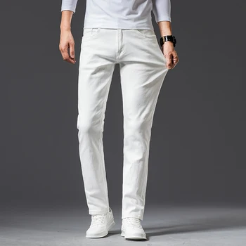 2023 Новые Мужские Белые Джинсы Модные Повседневные Классические Стильные Облегающие Мягкие Брюки Мужского Бренда Advanced Stretch Pants
