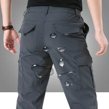 Водонепроницаемые тактические брюки-карго Мужские Демисезонные Повседневные треккинговые свободные брюки с несколькими карманами, джоггеры, Армейские военные рабочие брюки