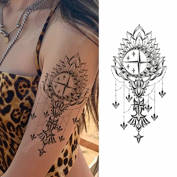 Женские водонепроницаемые временные татуировки с цветами-бабочками, наклейки с изображением Розы и Подсолнуха, перенос боди-арта, Украшение татуировок
