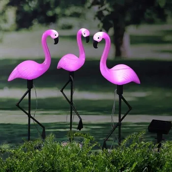 Наружные водонепроницаемые солнечные фонари-фламинго, украшения для патио, крыльца, фонарь с попугаем, совой, лампа, декоративный светильник для патио во дворе